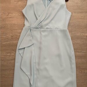 NWOT J Crew 365 Faux Wrap Ruffle Blue Shift Dress